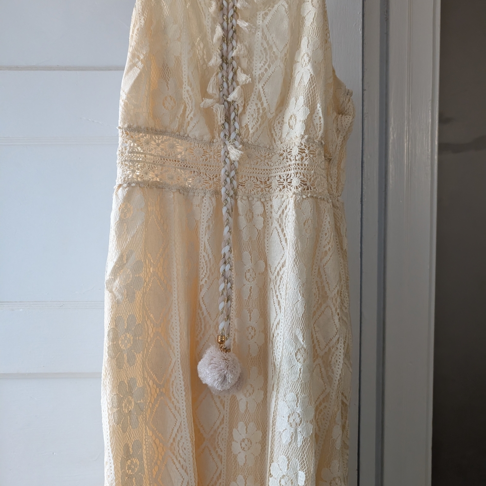 SHEIN Cream Lace Maxi Dress